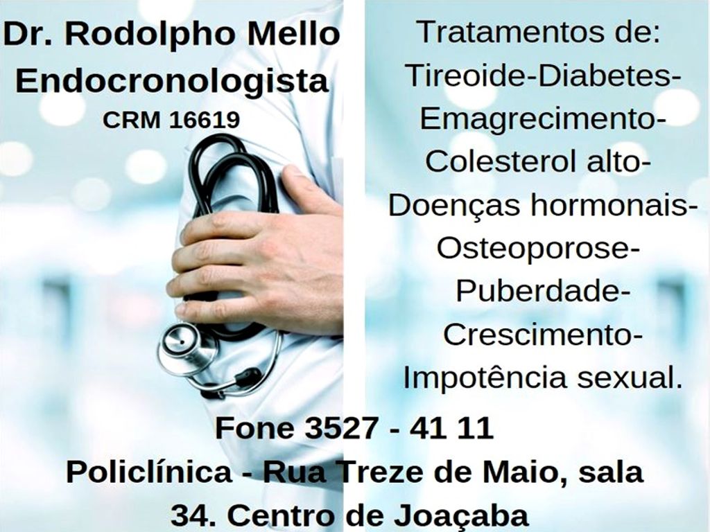 Dr Rodolpho Melo - Médico Endocrinologista atende em Joaçaba